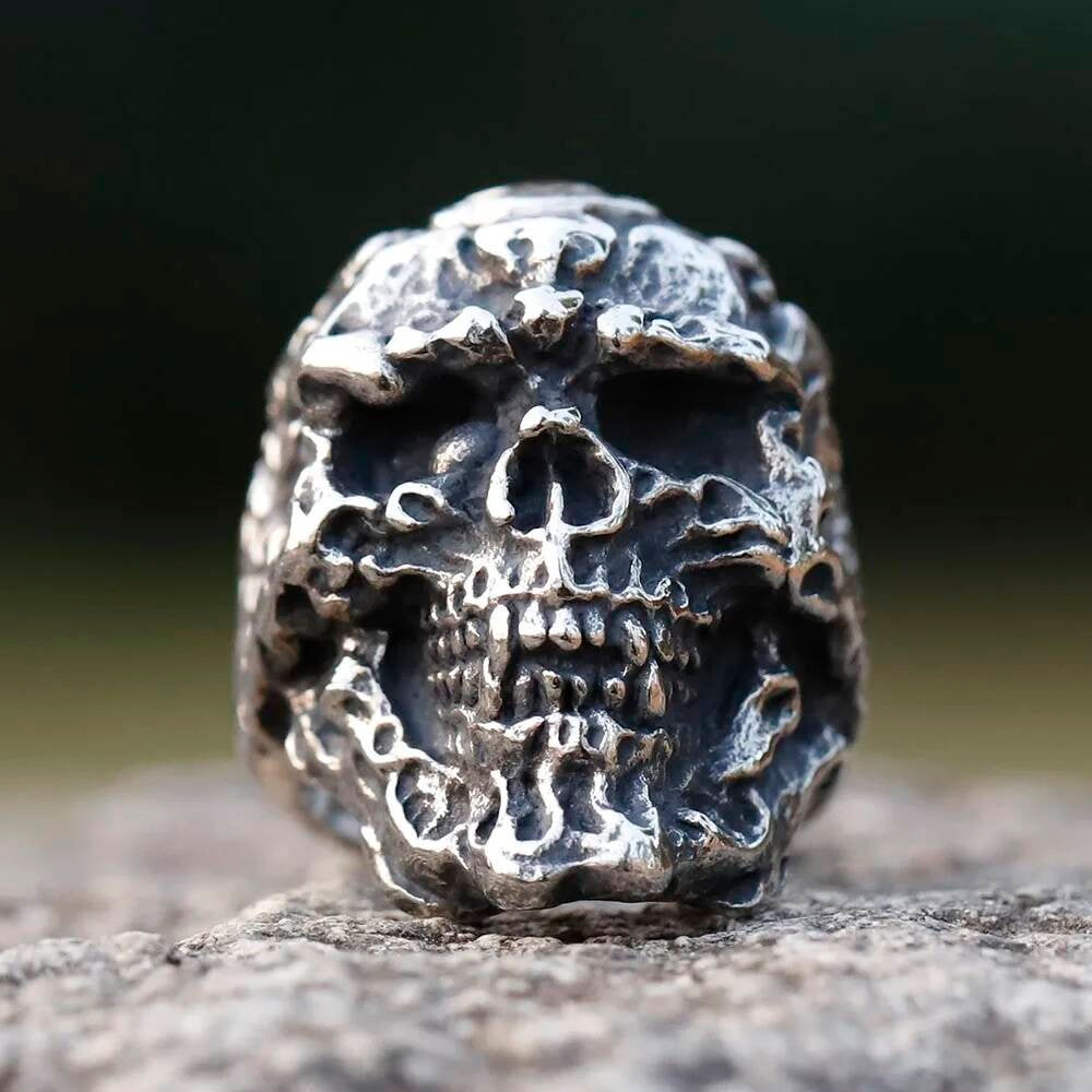 Vintage Punk Skull Ring – 316L Stainless Steel Biker Statement Band