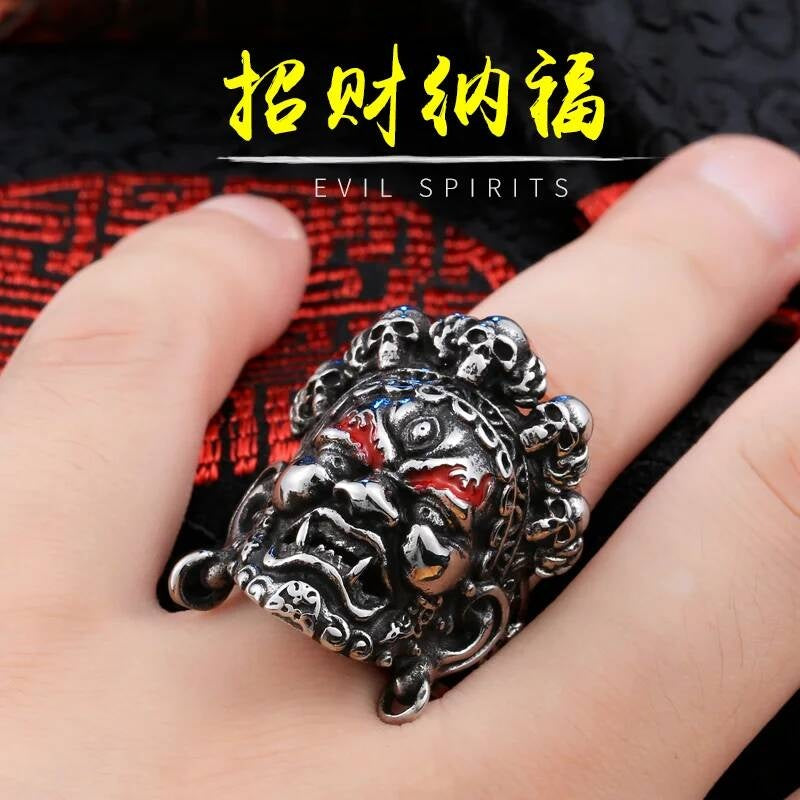 Skull Buddha God Of Wealth Adjustable Fashion Ring