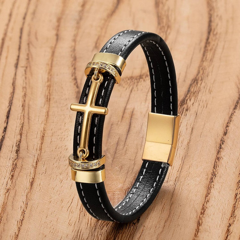 Black Braided Leather Bracelet with Green Jade Beads - Stylish Multi-Layer Magnetic Clasp Jewelry for Casual Wear and Gifts Gold-A