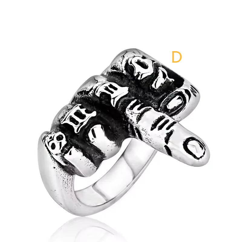 Cool High Polished Finger Bone Ring For Men Biker Jewelry