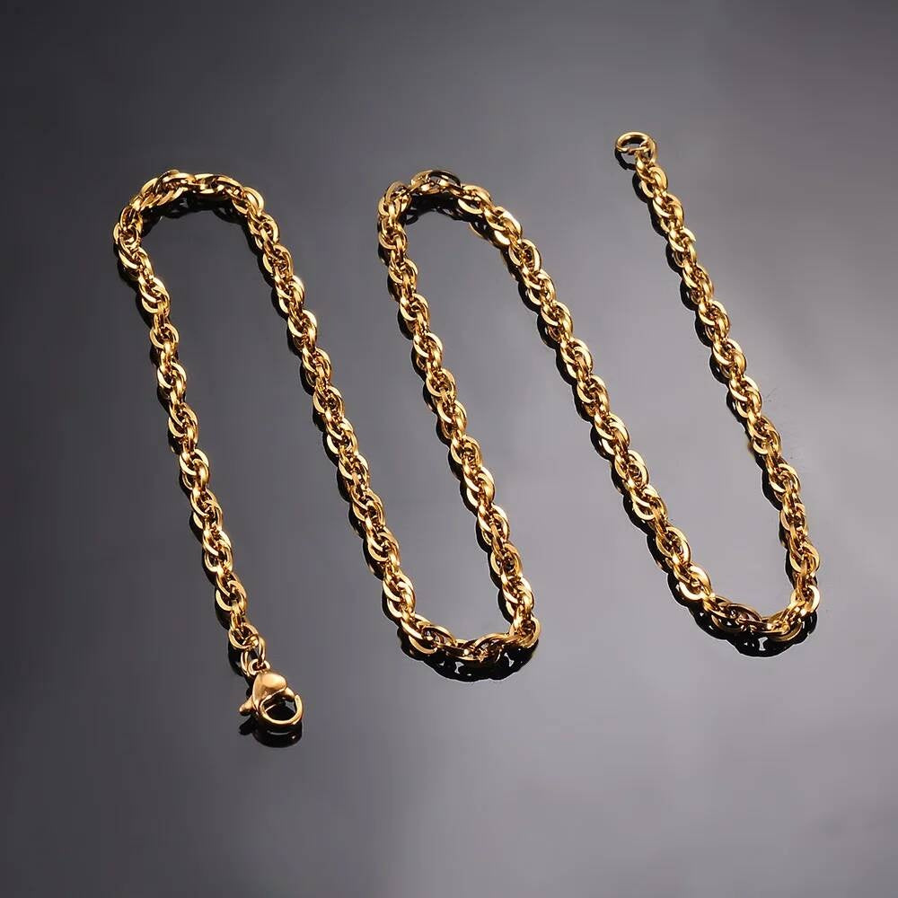 1 piece Width 3mm Stainless steel Double Cable Square Chain Men Women Necklace Jewelry Length 21-80cm