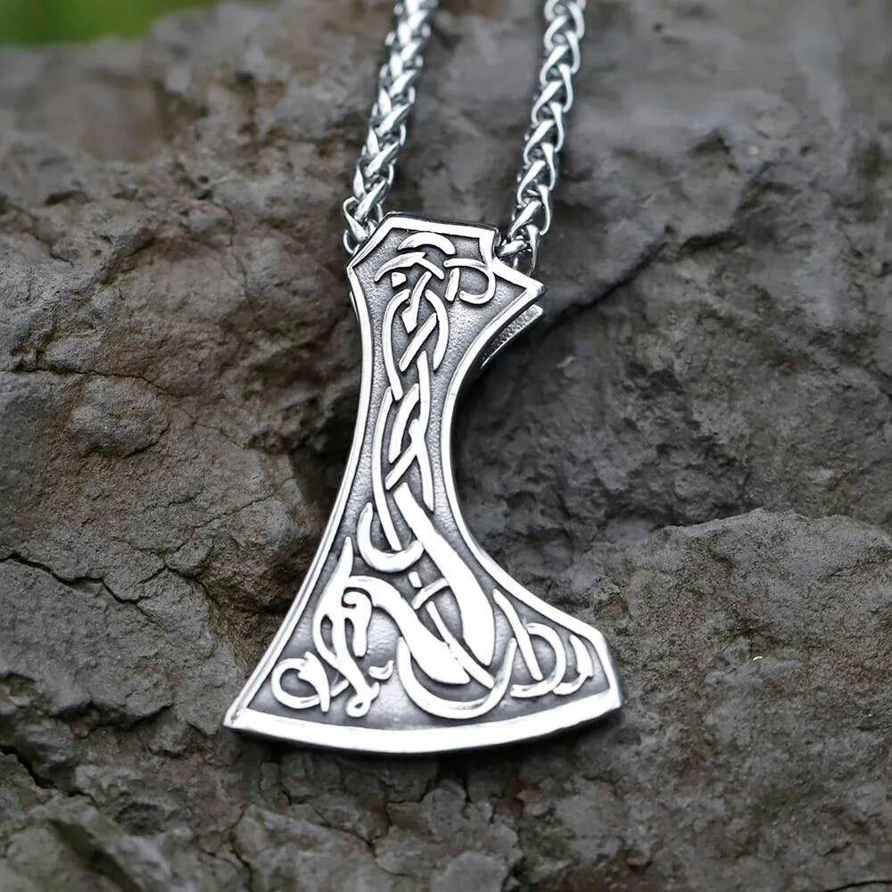 Viking Axe Pendant Necklace – Nordic Stainless Steel Norse Jewelry
