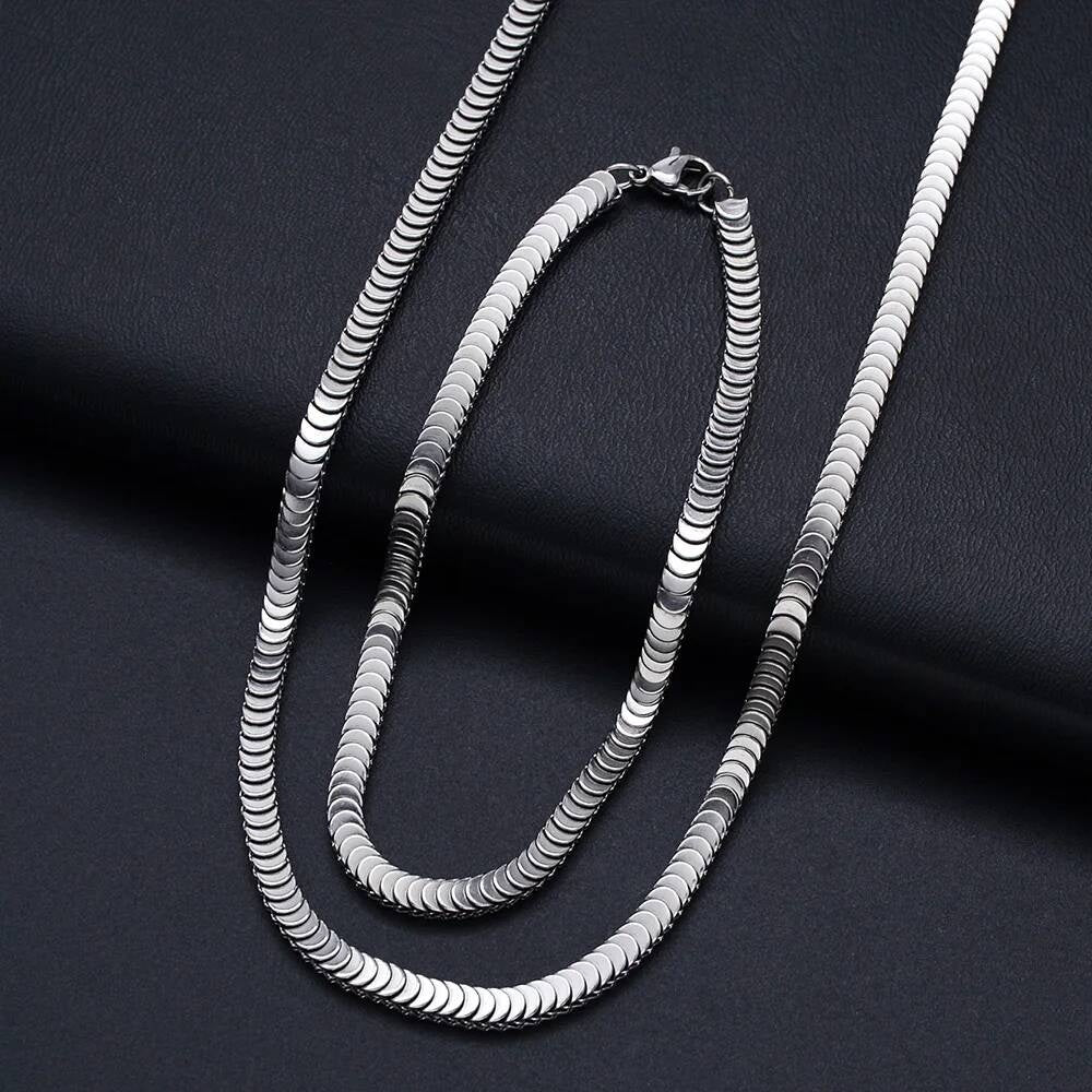 1 piece Width 4mm Fish Scales Chain Necklace for Men Women Stainless Steel Solid Chains Jewelry
