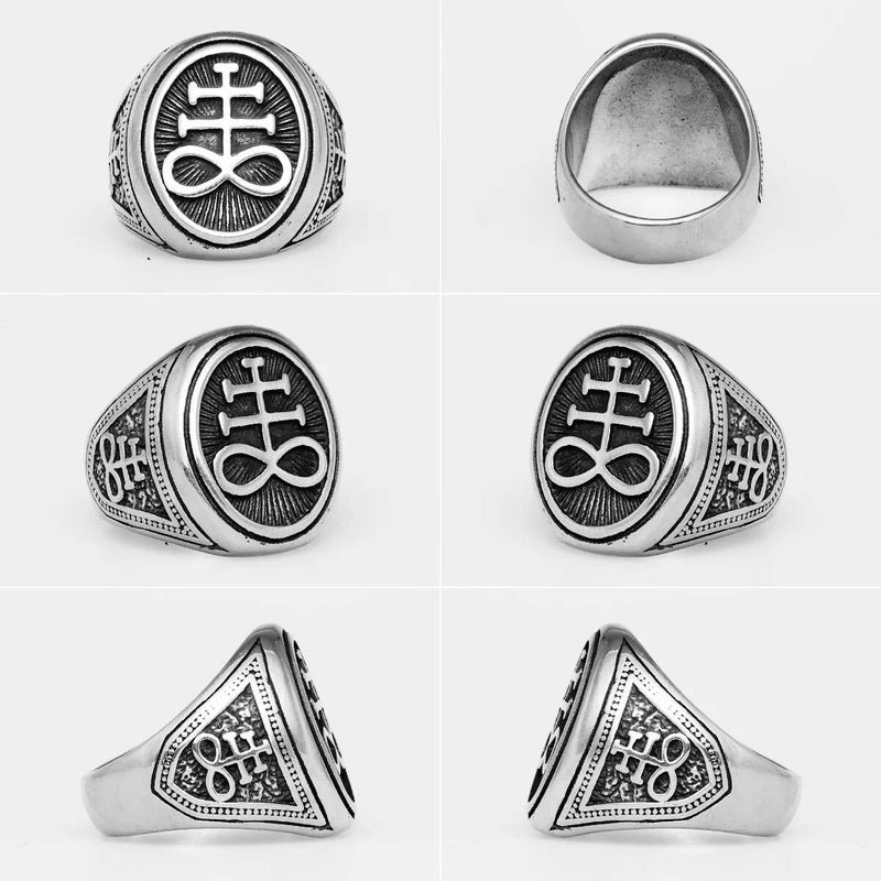 Lucifer Satan Gothic Ring 316L Stainless Steel Punk Jewelry for Men