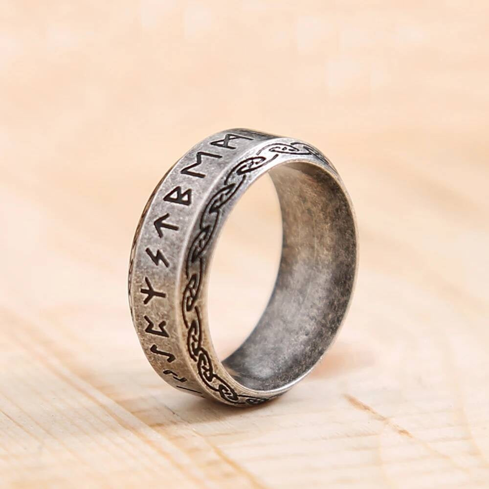 Viking Rune Ring - Stainless Steel Nordic Valknut Couple Jewelry Unisex Gift Style D