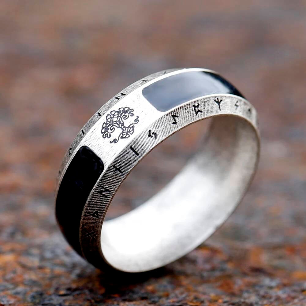 Viking Tree of Life Ring – 316L Stainless Steel Norse Amulet Band retro
