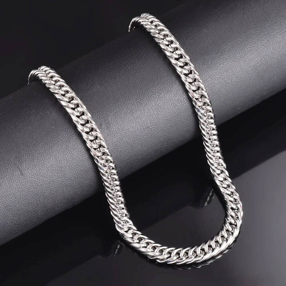 1 piece Mens Stainless Steel Curb Cuban Bracelet High Quality Link Chain Necklace Punk Heavy Jewelry Gift