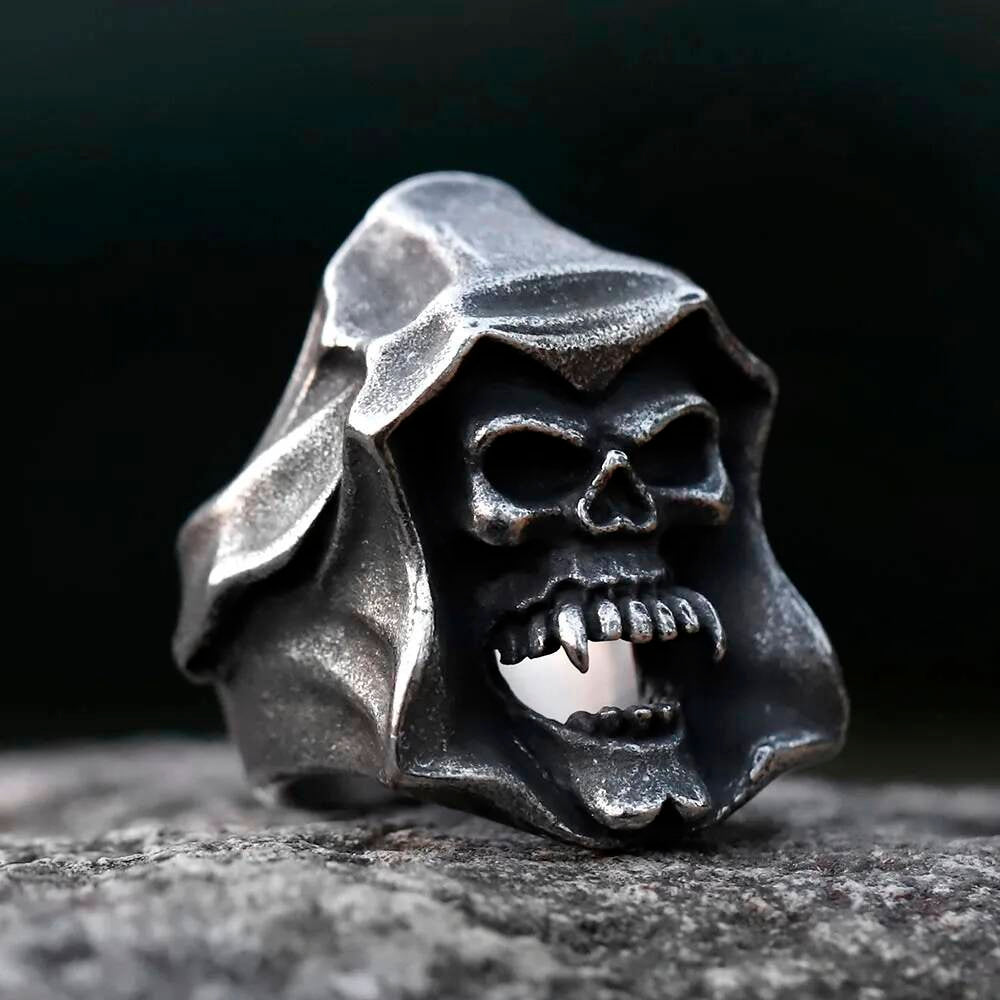 Vintage Punk Skull Ring – 316L Stainless Steel Hip-Hop Statement Band