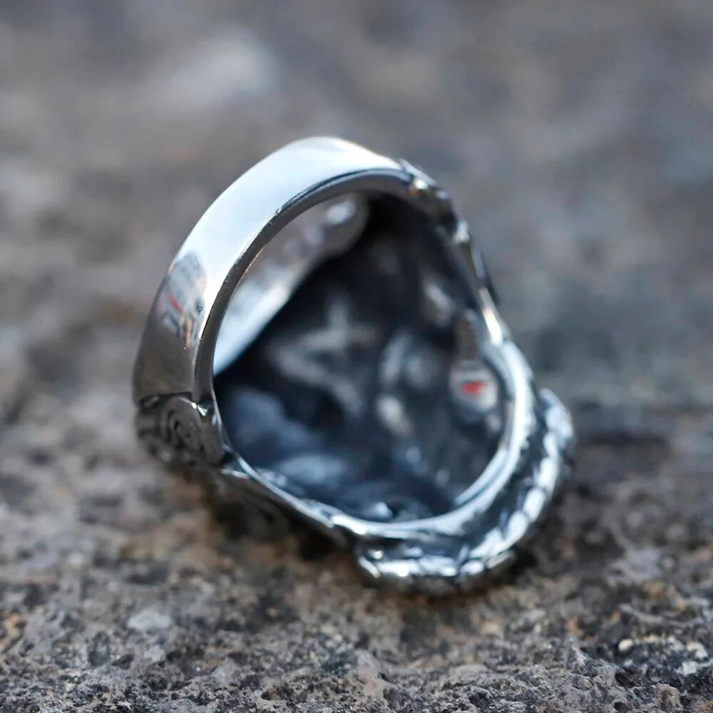 Caarium Skull & Snake Ring - Gothic Stainless Steel Biker Jewelry Gift