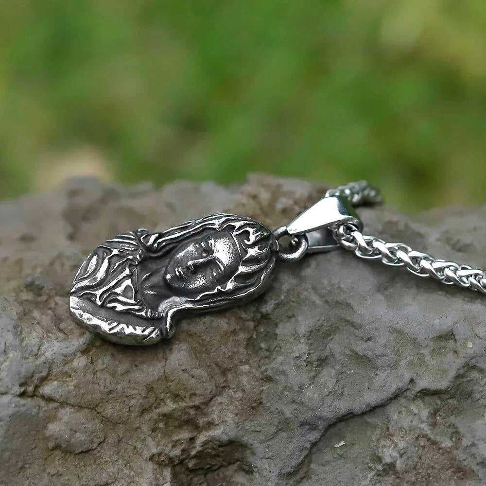 Virgin Mary Pendant Necklace – Religious Stainless Steel Vintage Jewelry