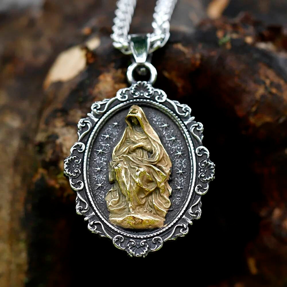 St. Michael Archangel Pendant Necklace – Two-Tone Religious Medal LP-798