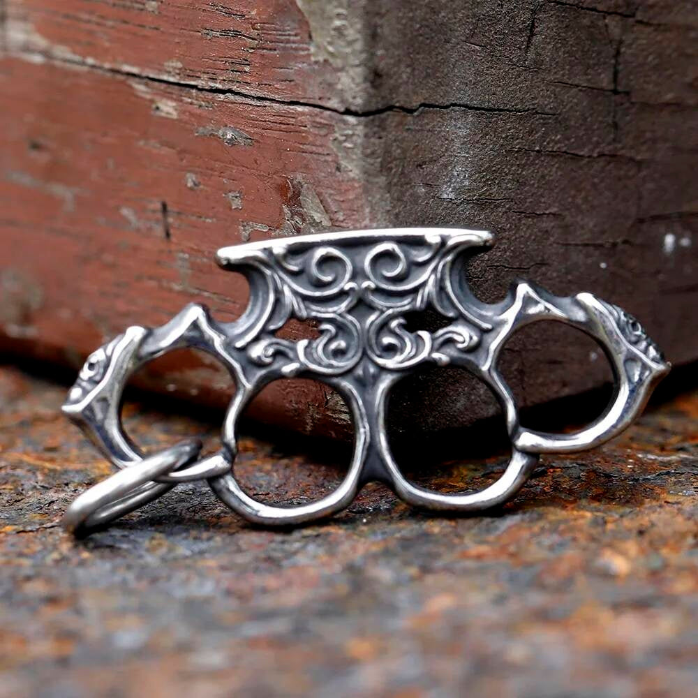 316L Stainless Steel Brass Knuckles Pendant Necklace for Men Punk Hip Hop Streetwear Jewelry Gift