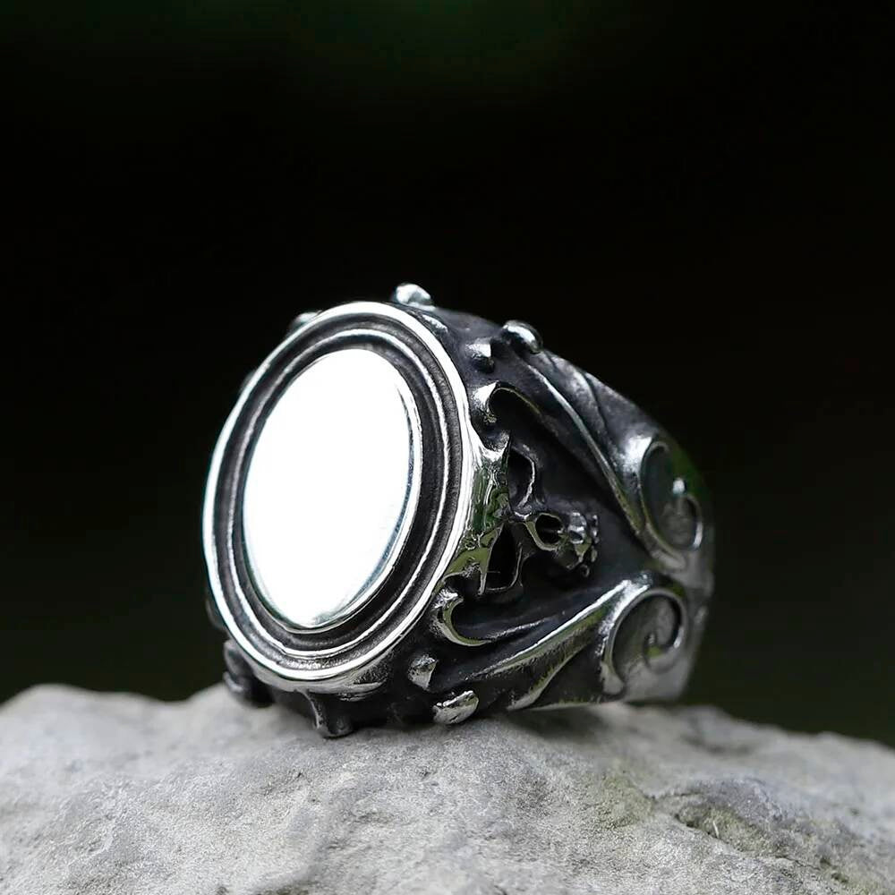 Gothic Skull Biker Ring – 316L Stainless Steel Punk Motorcycle Statement Band