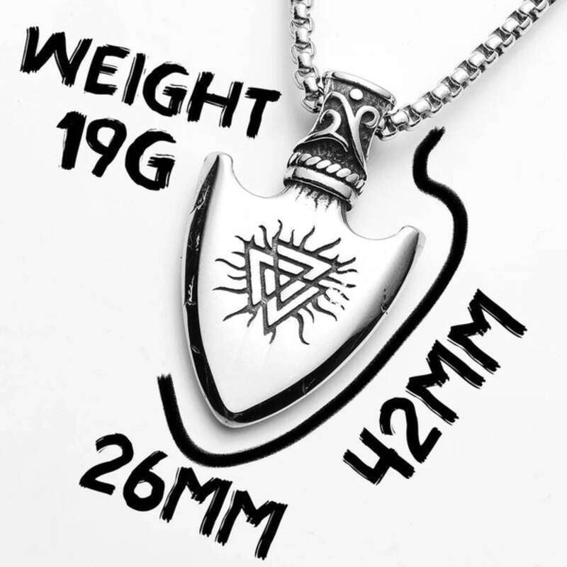 Viking Arrowhead Pendant Necklace – Double-Sided Rune Amulet in 316L Stainless Steel