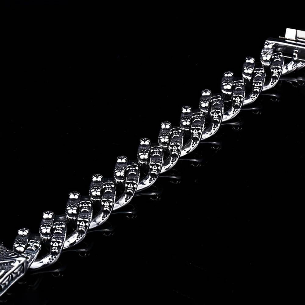 Skull Chain Bracelet – Gothic Punk Stainless Steel Biker Jewelry