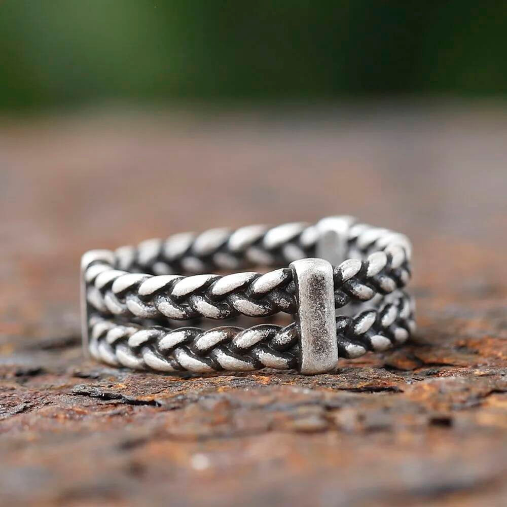 Viking Weave Knot Ring – 316L Stainless Steel Unisex Norse Amulet Band