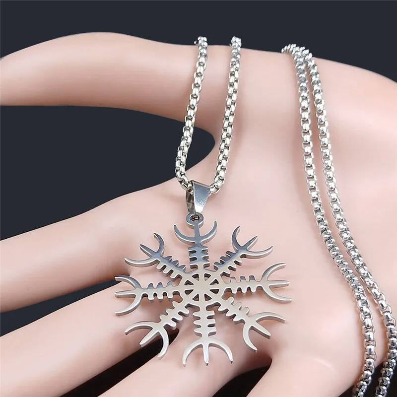 Viking Wolf Pendant with Valknut and Crossed Axes – Norse Mythology Stainless Steel Necklace