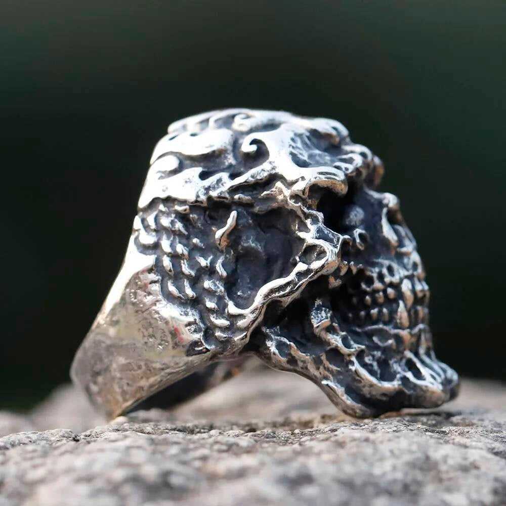 Vintage Punk Skull Ring – 316L Stainless Steel Biker Statement Band