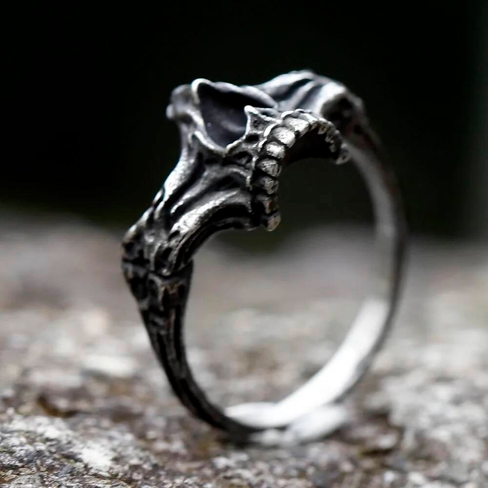 Vintage Gothic Skull Ring – 316L Stainless Steel Skeleton Statement Band