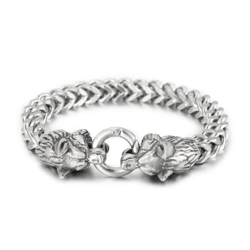 8mm Wolf Chain Bracelet Men Stainless Steel Retro Jewelry