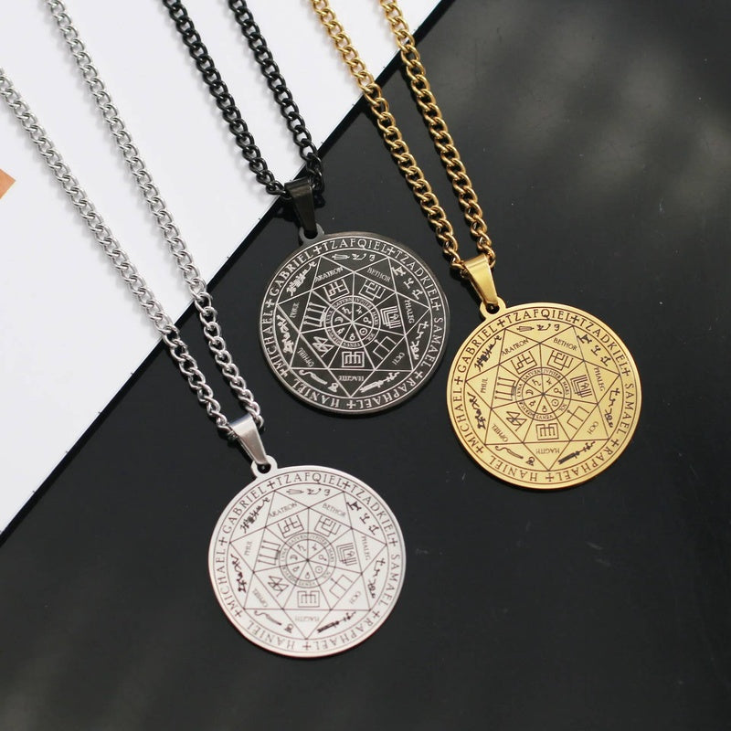 Hells Angels Stainless Steel Coin Necklace For Men Solomon Talisman Pendant Accessories