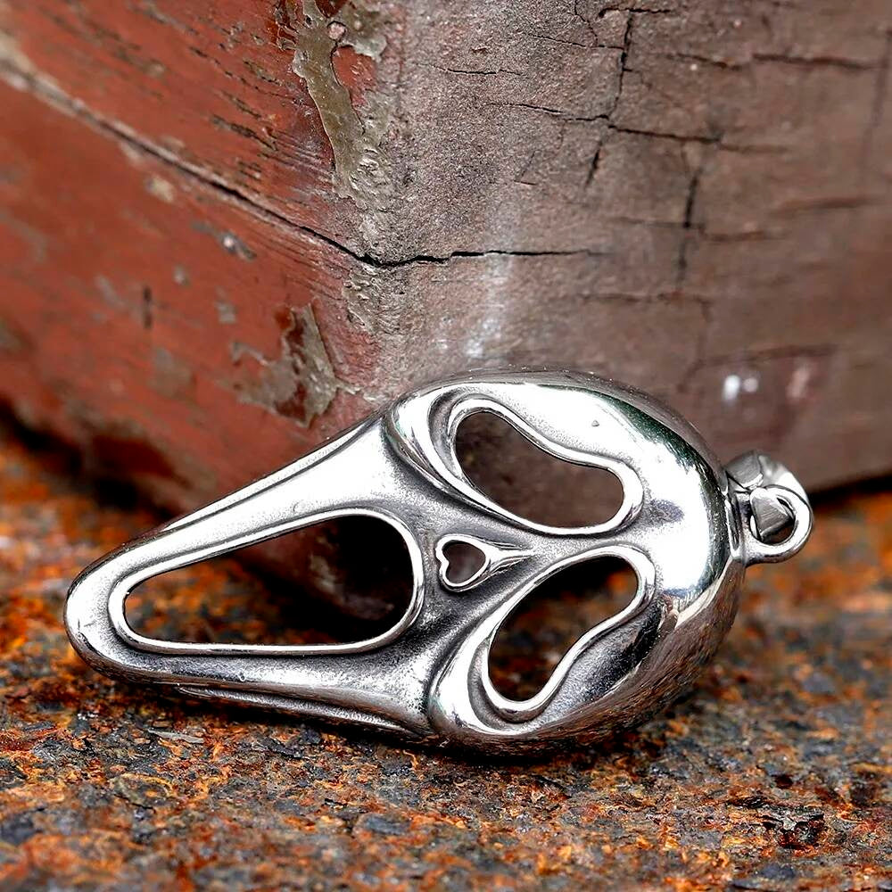 Scream Mask Pendant Necklace - Stainless Steel Ghostface Necklace for Horror Fans