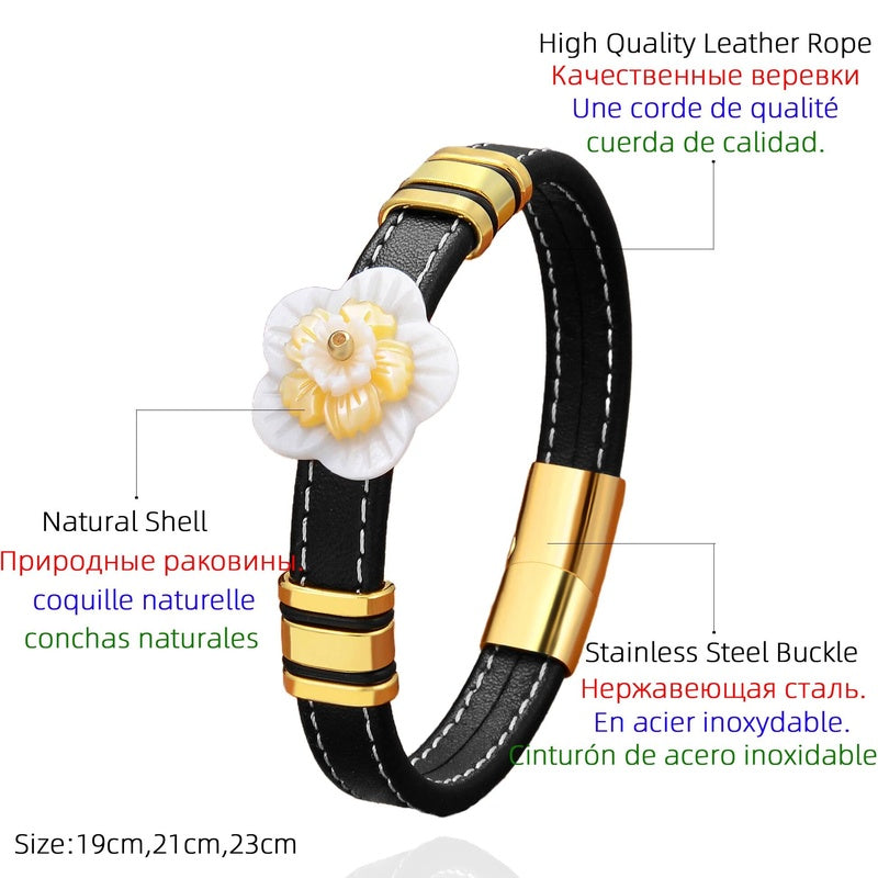 Black Braided Leather Bracelet with Green Jade Beads - Stylish Multi-Layer Magnetic Clasp Jewelry for Casual Wear and Gifts