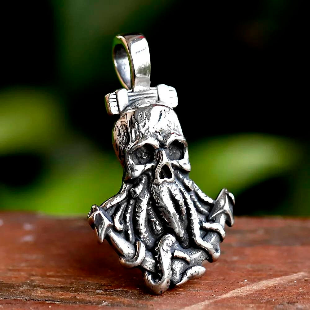 316L Stainless Steel Skull Pendant with Tentacles – Gothic Viking Jewelry for Men & Women