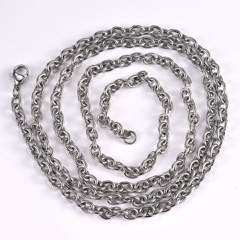 1Pc Width 1.5mm-6mm Stainless Steel Cross O Chain For Women Men DIY Jewelry Thin Bracelet Necklace