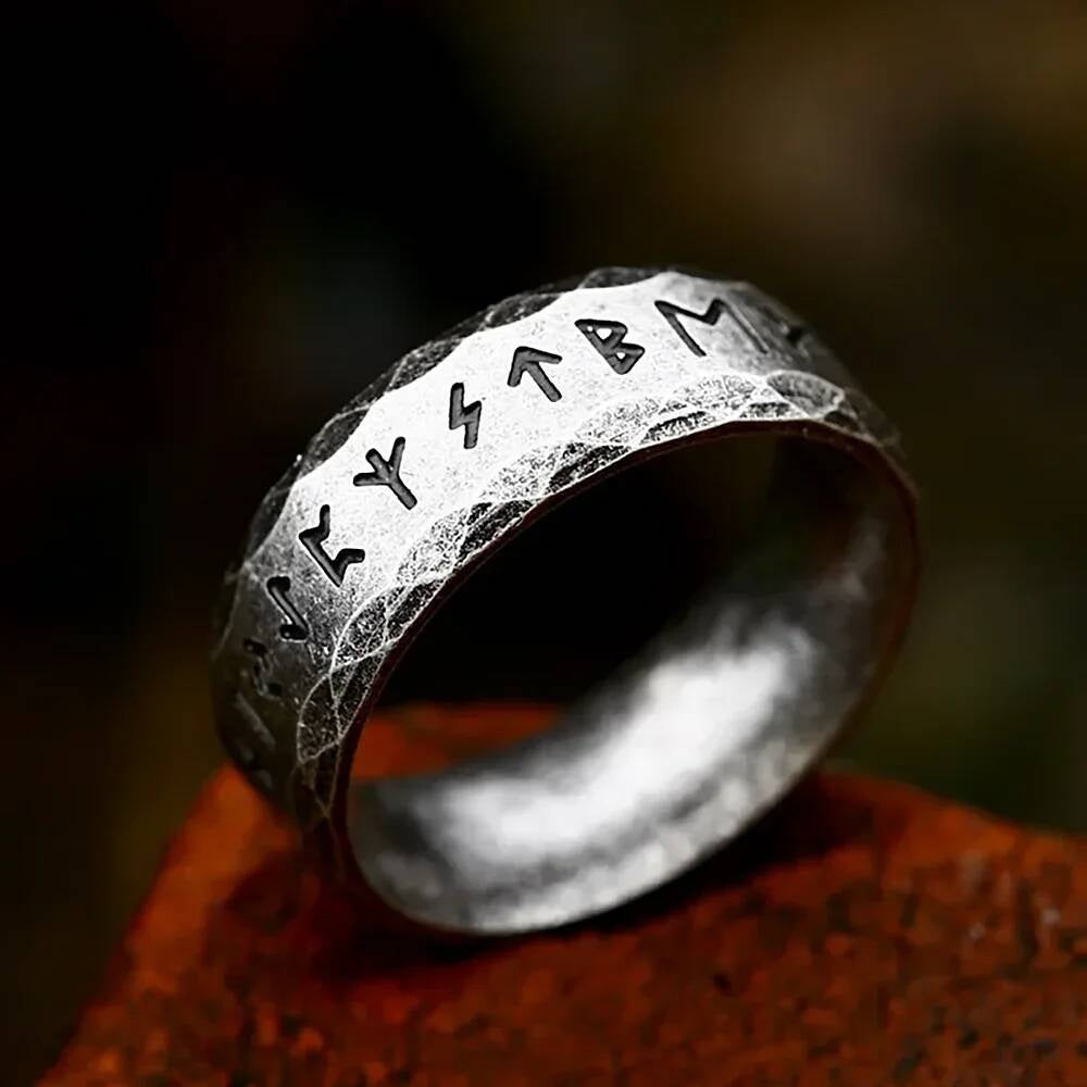 Vintage Viking Rune Ring – 316L Stainless Steel Unisex Norse Amulet Style E