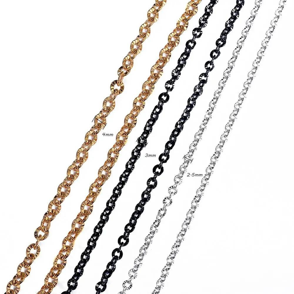 1Pc Women Men O Style 316L Stainless Steel Link Chain Necklace Jewelry Width 2/2.5/3/4mm