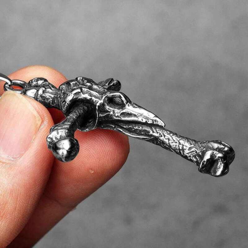 Skeletal Cross Pendant Necklace, Bold Gothic Religious Jewelry with Bone-Inspired Design