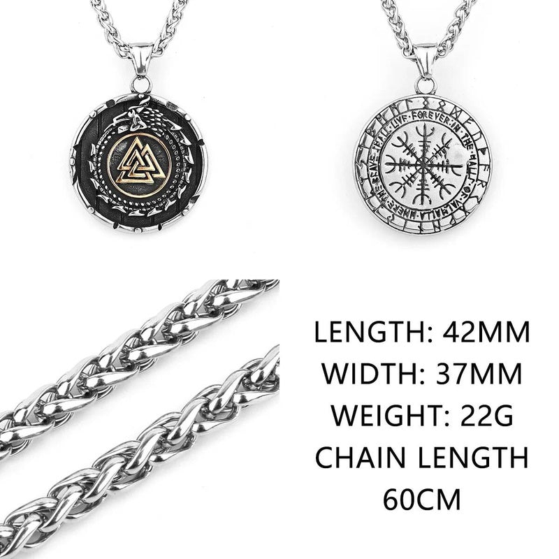 Viking Dragon Rune Pendant Chain Necklace For Men 316L Stainless Steel Jewelry Accessories