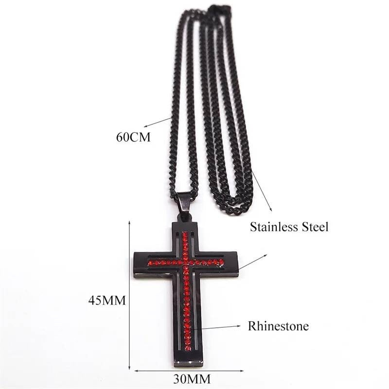 Goth Black Cross 316L Stainless Steel Pendant Chain Necklace For Men Women Jewelry Accessories