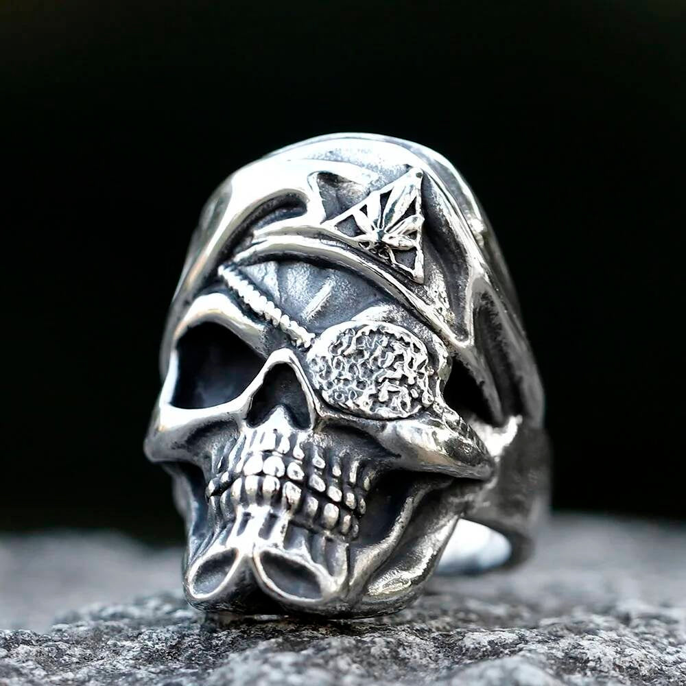 Pirate Skull Ring – 316L Stainless Steel Biker Statement Band steel