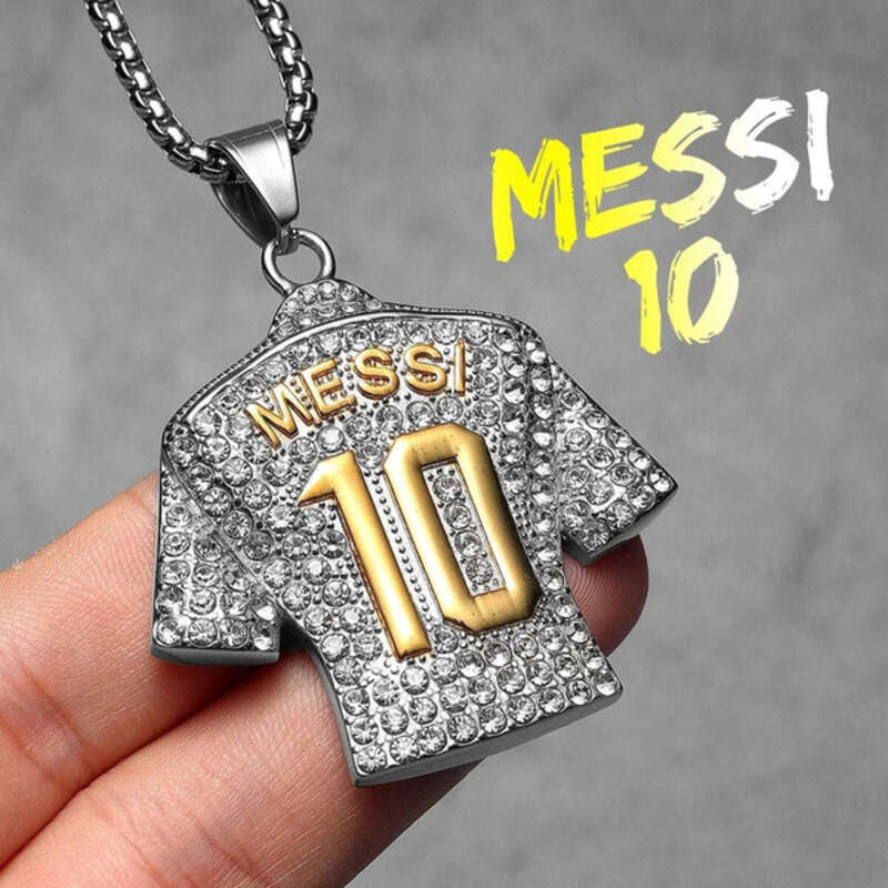 Sparkling Football Jersey Pendants - Messi #10, Messi #30, Ronaldo #7, Stylish Sports Jewelry Messi10-SG