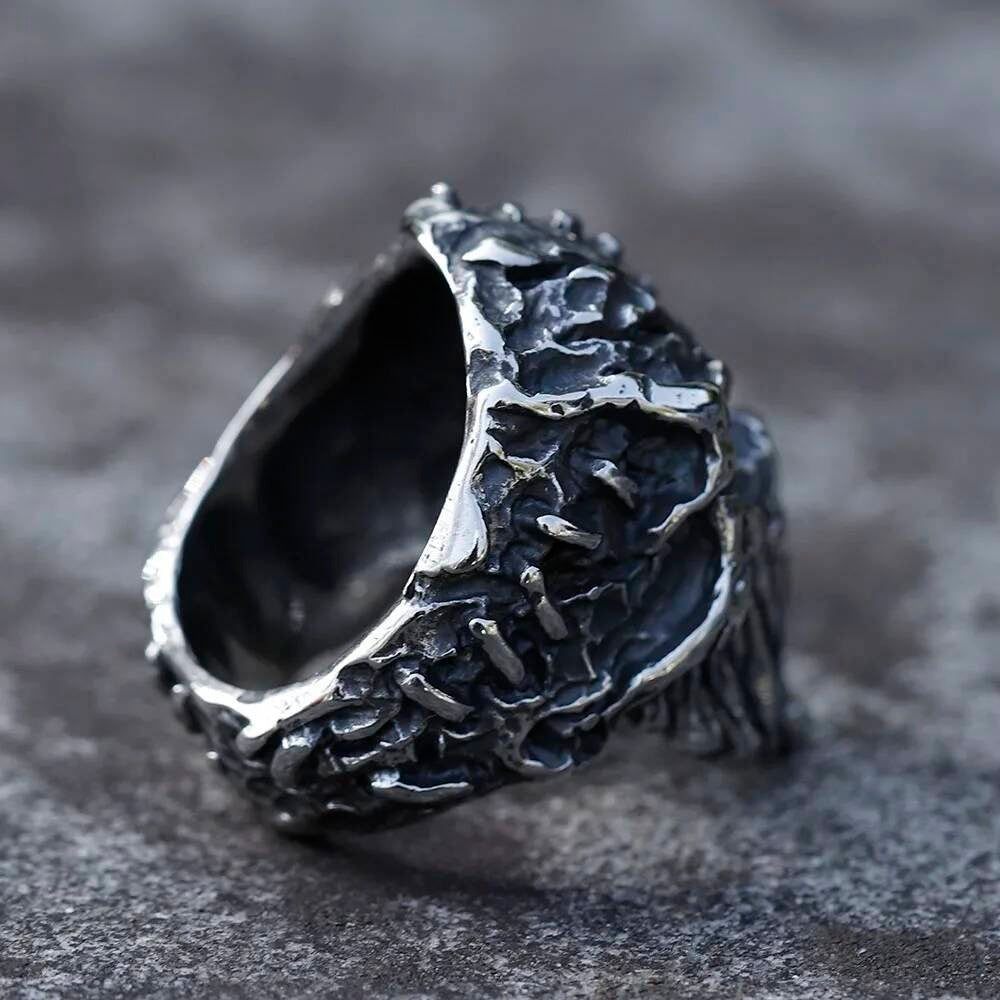 Gothic Punk Satanic Devil Skull Vintage Steampunk Men's Stainless Steel Ring