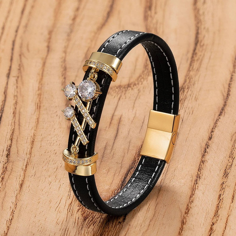 Men's Black Leather Infinity Knot Bracelet for Timeless Gifts Style-B