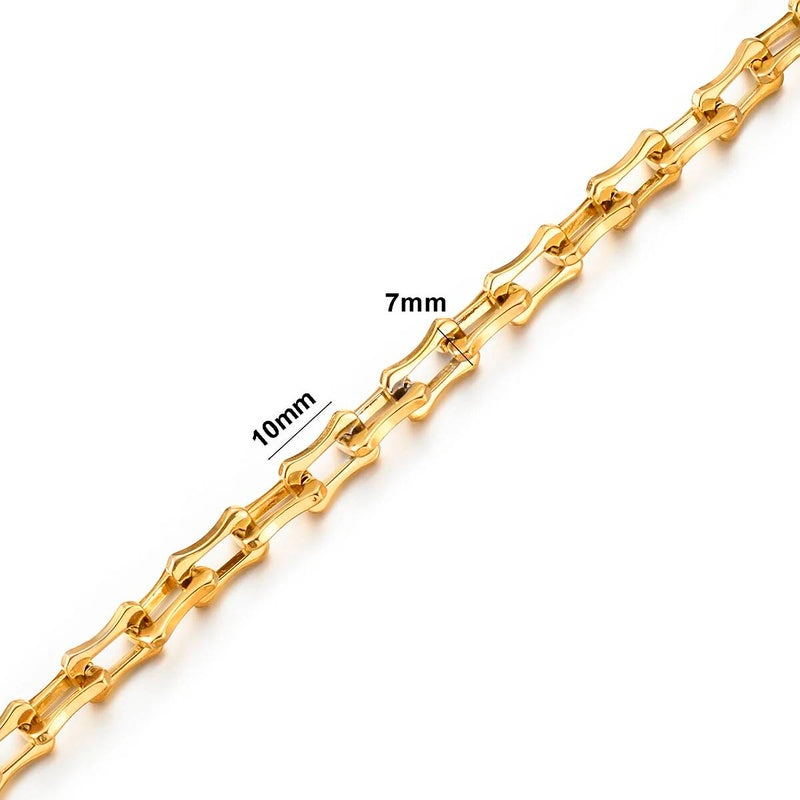 1 piece Women Men Bracelet Necklace Stainless Steel Huge Handmade Square Bone Shape Link Chain Jewelry Not allergic style 2