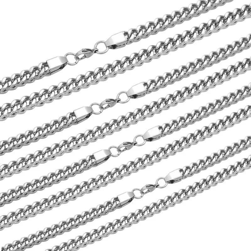 1Pc Size 3mm-5mm Gold/Sier Color 316L Stainless Steel Franco Fox tail Chain Necklace Women Men Jewelry Gift Dropshipping