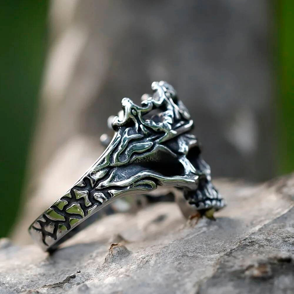 Caarium Skull Ring - Vintage Gothic Stainless Steel Men's Punk Jewelry