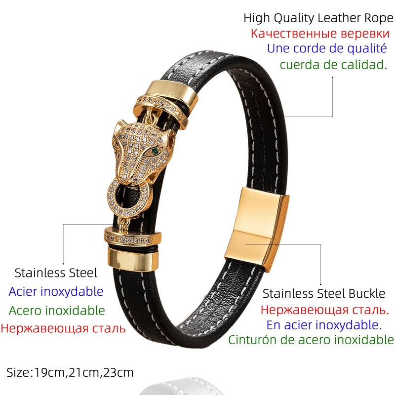 Black Braided Leather Bracelet with Green Jade Beads - Stylish Multi-Layer Magnetic Clasp Jewelry for Casual Wear and Gifts