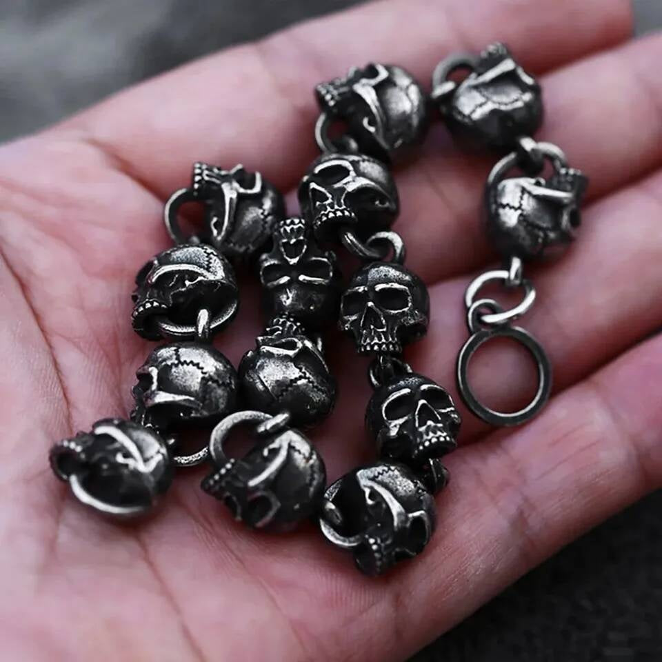Gothic Skull Helmet Bracelet for Men Punk Rock Heavy Metal Chain Jewelry 316L Stainless Steel Biker Bracelet