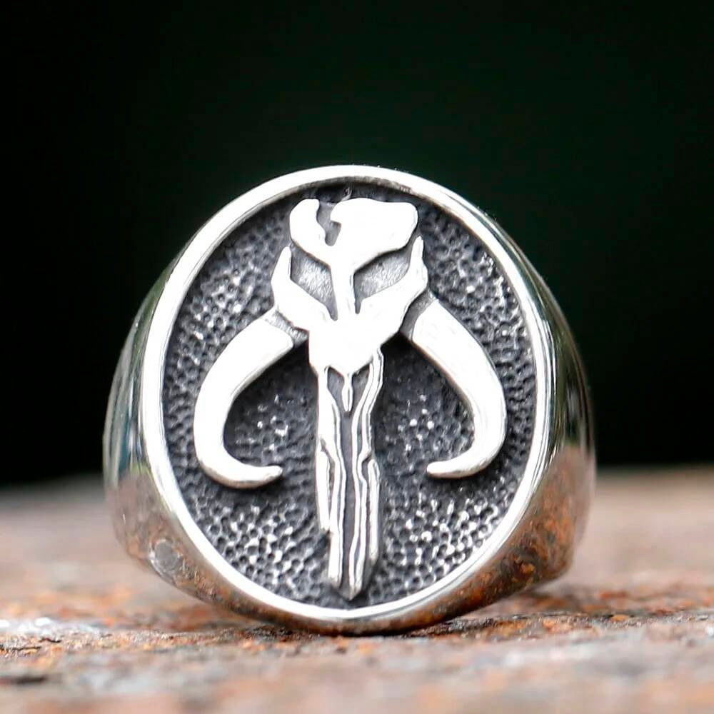 Tribal Warrior Emblem Ring – Stainless Steel Signet Skull Symbol Jewelry