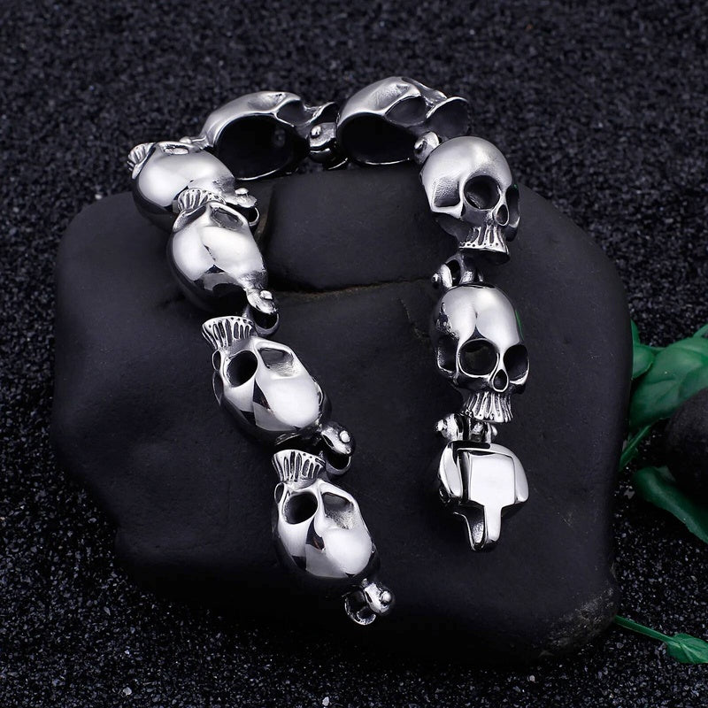 13mm Skeleton Bone Bracelet Men 316L Stainless Steel Punk Jewelry Never Fade