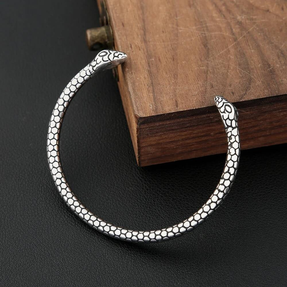 Dual Serpent Bangle – Stainless Steel Snake Bracelet
