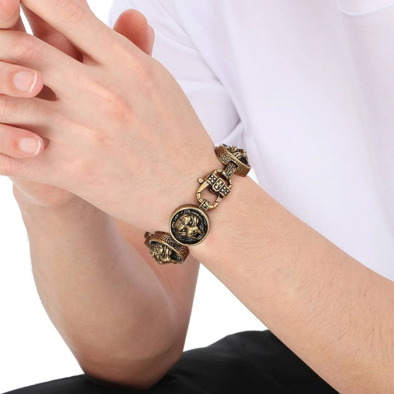 Tiger Men's Bracelet Stainless Steel 316L Punk Viking Jewelry