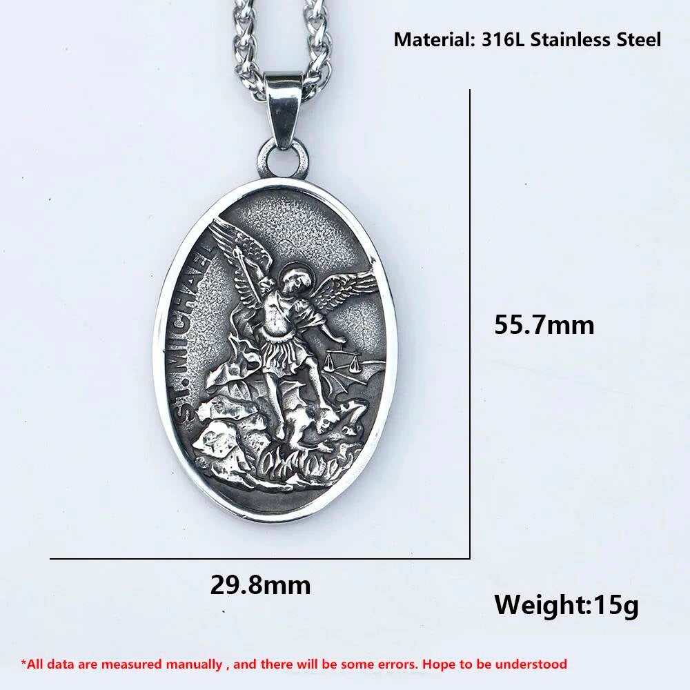 Archangel Michael Pendant Necklace – Powerful Stainless Steel Saint Michael Necklace