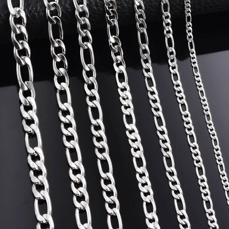 1 piece 3mm/3.8mm/4.5mm/5mm/6mm/7mm/7.5mm Figaro Link Jewelry Classic Curb Necklace Stainless Steel Chain for Men Women