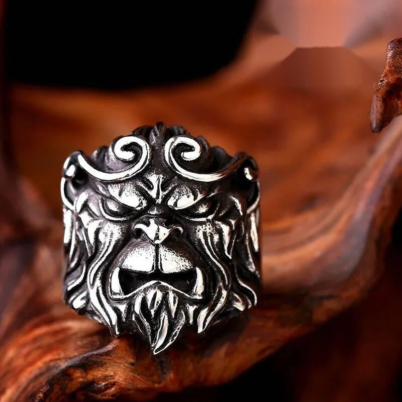 Wukong Head Ring – 316L Stainless Steel Mythical Monkey King Band